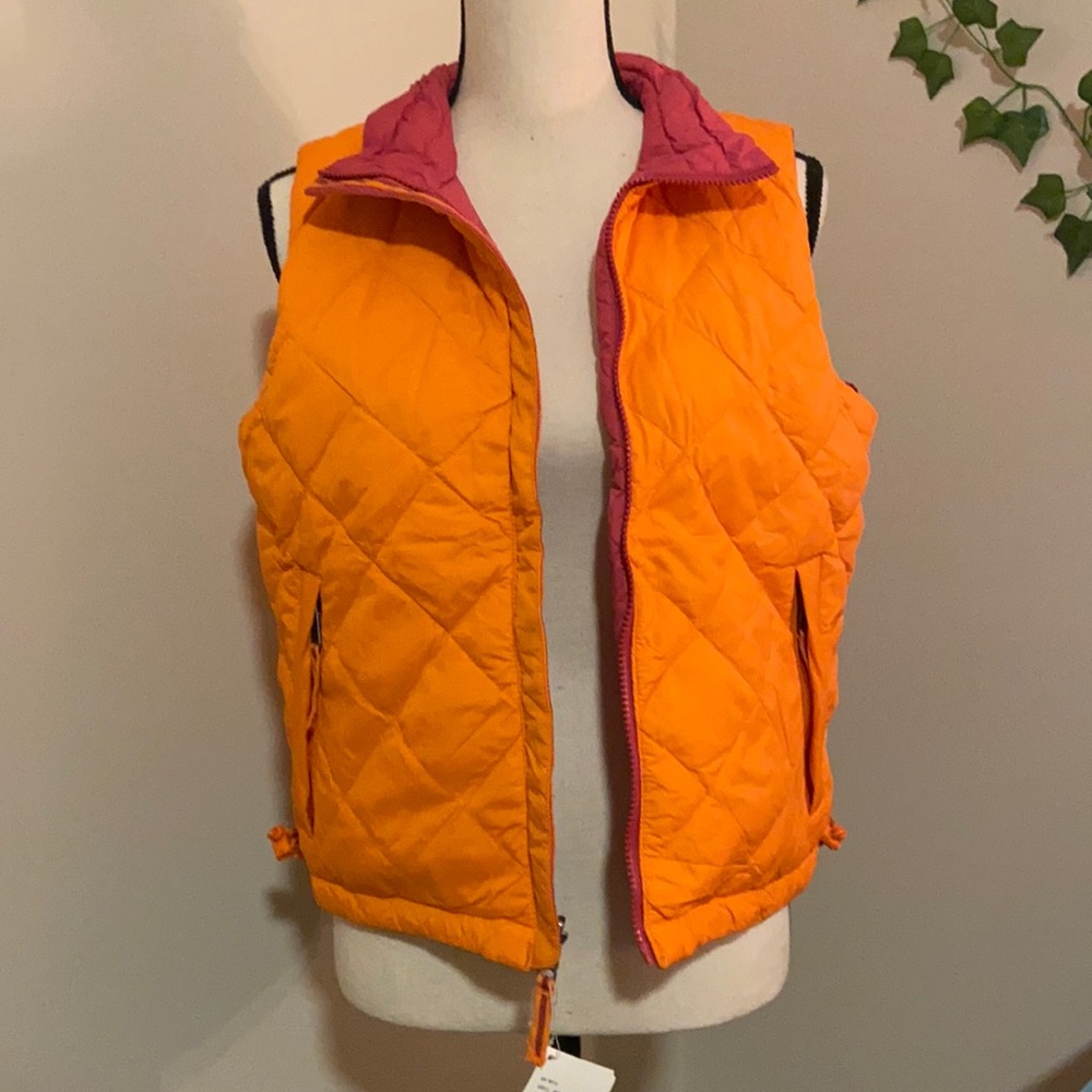 Reversible Pink and Orange Puffer Jacket Vest